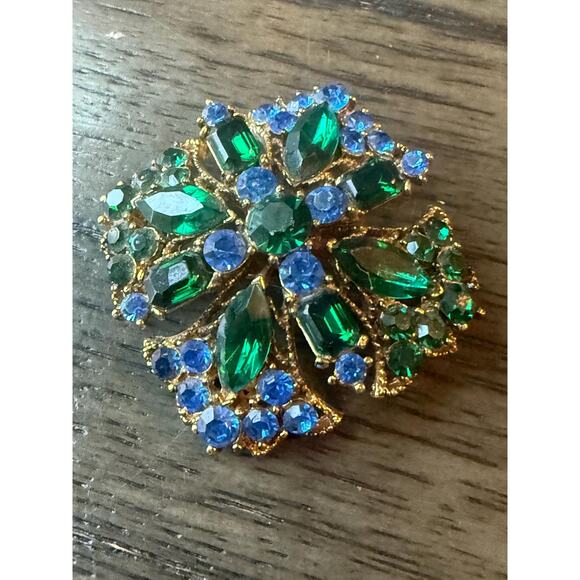 Vintage Topaz & Emerald Rhinestone Costume Jewelry Set - Picture 5 of 9